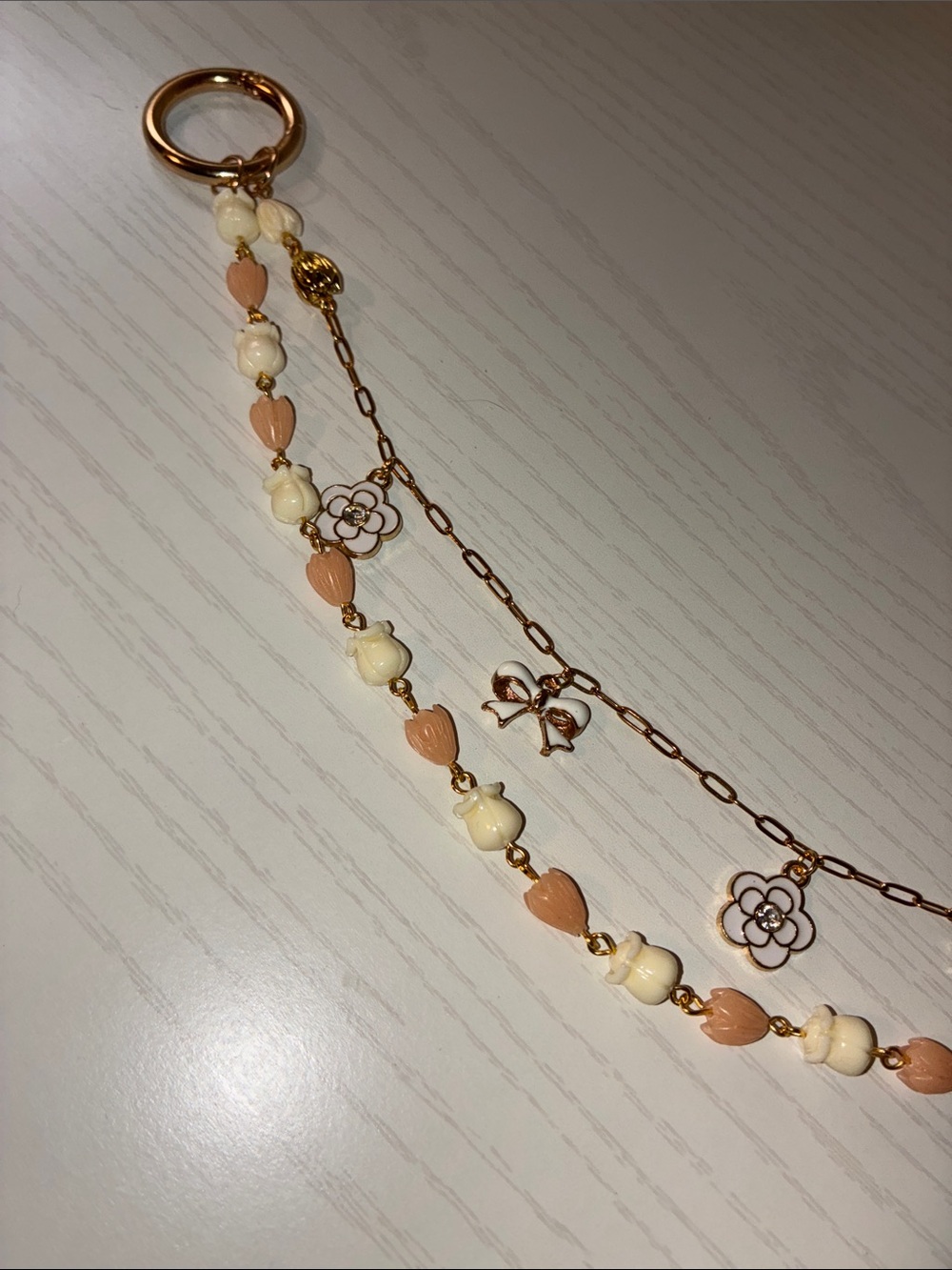 Peach & Cream Piakake and Hawaiian Crown flower Purse Chain - Picture 2 of 2